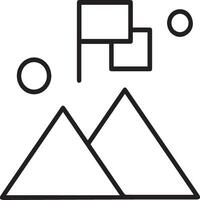 A black and white image of a mountain with a square and a triangle vector