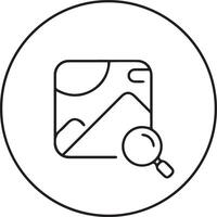 A line drawing of a magnifying glass and a mountain image vector