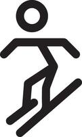 A black and white image of a person on skis vector