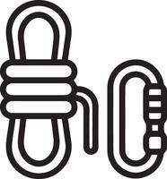 A black and white illustration of a carabine and rope vector