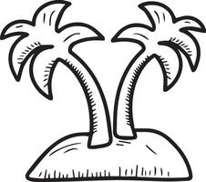Palm trees on an island coloring page vector