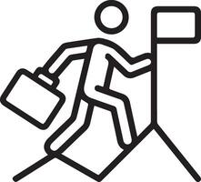 A man with a briefcase is climbing a mountain icon illustration vector