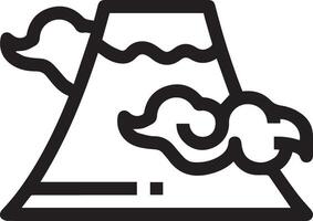 A black and white image of a volcano with smoke coming out vector