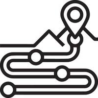 A map pin pointing to a location on a map in the mountain vector