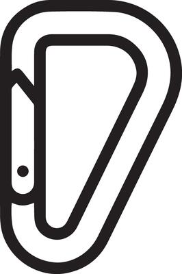 A black and white image of a carabine icon