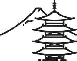 Japanese pagoda with mountain in the background vector