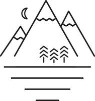 A mountain landscape with trees and a moon vector