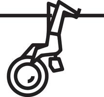 A black and white drawing of a person hanging from a rope vector