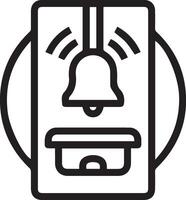 A black and white icon of a bell vector