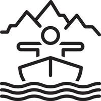 A black and white image of a man in a boat on the water vector