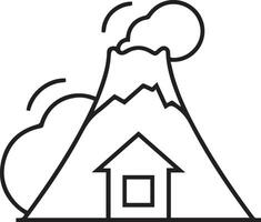 Volcano eruption icon illustration with a house vector