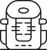 A black and white outline of a backpack vector