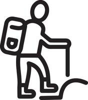 A black and white outline drawing of a man with a backpack vector