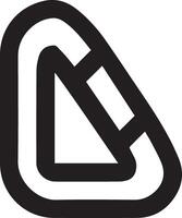 A black and white image of a carabiner icon vector