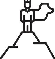 A man standing on top of a mountain with a flag icon vector