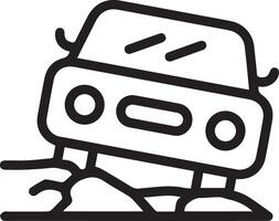 A black and white illustration of a car on a hill vector