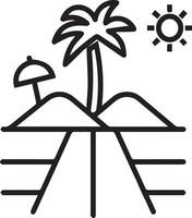 A black and white image of a palm tree and a road outline vector