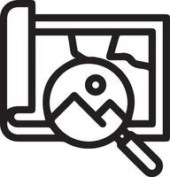 Magnifying glass icon with a map and a magnifying glass vector