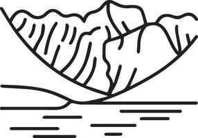 A line drawing of a mountain range vector