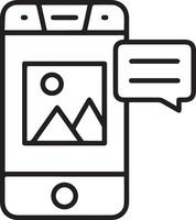 A smartphone with a chat bubble and a photo vector
