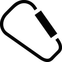 A black and white image of a carabiner vector