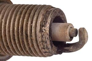 Macro view of corroded spark plug electrode photo