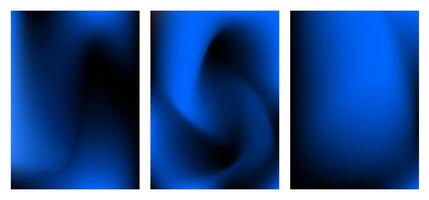 Collection abstract fluid background. Denim blue gradient mesh style vector