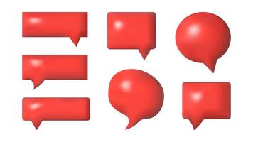 3D speech bubbles different shapes message icon. For social media advertising posters. isolated set. vector