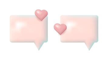 3D speech bubbles different shapes message icon. Declaration of love. For social media advertising posters. isolated set. vector