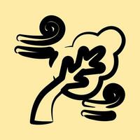 Icon strong winds. Global warming elements. Icon in hand drawn style. vector