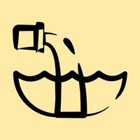 Icon water pollution. Global warming elements. Icon in hand drawn style. vector