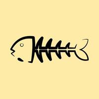 Icon fishbone. Global warming elements. Icon in hand drawn style. vector