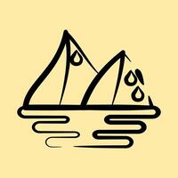Icon ice melting. Global warming elements. Icon in hand drawn style. vector