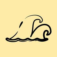 Icon tsunami. Global warming elements. Icon in hand drawn style. vector