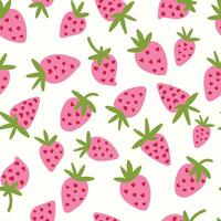 Modern abstract pink strawberries design with seamless Fruits pattern and unique textures, ideal for fabric, stationery, and home decor. vector