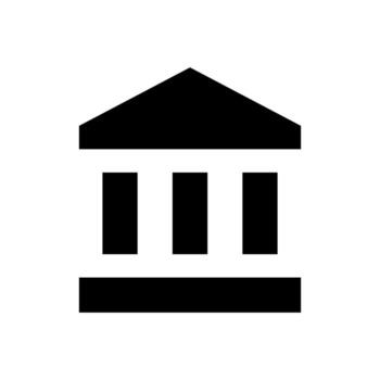 a black and white image of a building with three columns vector