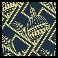 a pattern with a dome and palm trees vector