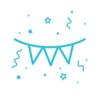 Party flags and confetti icon. Isolated on white background. Blue icon set. vector