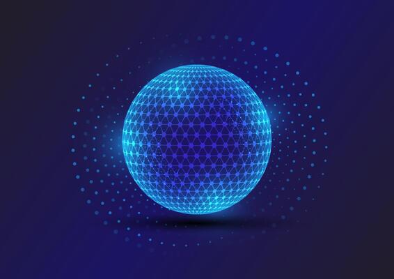 Abstract background with global particles ray