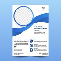Modern business flyer design template for marketing and advertising. deep blue color, dynamic design. A4 size, editable. vector