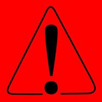 Cartoon illustration of red triangle warning sign. Flat design forbidden warning message in doodle. Access denied. vector