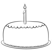Simple birthday cake. Line art symbol for web printing and applications. illustration in doodle style hand-drawn isolated on white background. vector