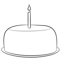 Simple birthday cake. Line art symbol for web. illustration in doodle style hand-drawn isolated on white background. vector
