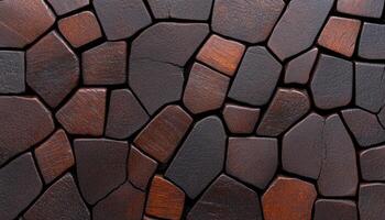 Dark wooden tiles create an intricate pattern, highlighting the beauty of natural materials photo
