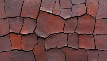 Textured surface with deep cracks in red and brown evokes earthy vibes photo