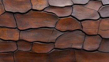 Detailed close-up of polished wood surface with unique grain patterns and colors photo