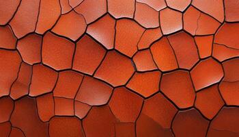 Textured surface showcases a detailed pattern of interlocking red tiles, evoking nature photo