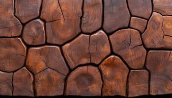 Close view of a rustic wooden surface highlighting natural cracks and unique textures photo