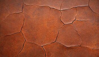 Surface of dry earth exhibiting deep cracks and a warm brown hue under bright light photo