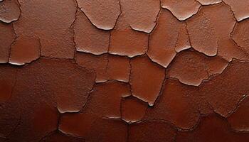 Detailed view of a brown surface showcasing cracked and peeling sections, highlighting texture photo